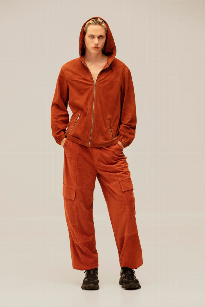 BLOUSON DAIM A CAPUCHE MIXTE - AVILA VEL PAPRIKA