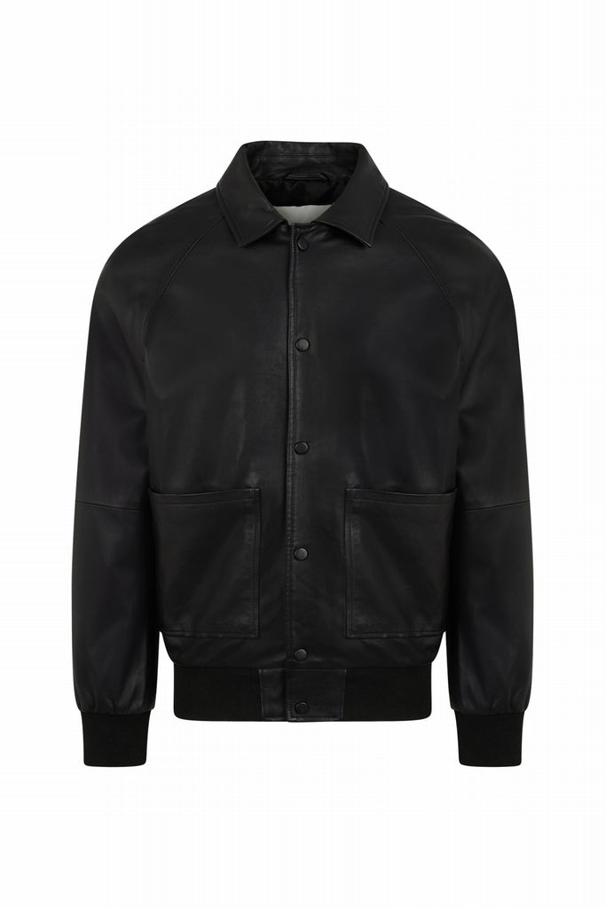 BLOUSON EN CUIR BOMBERS - BILBAO WAXY NOIR