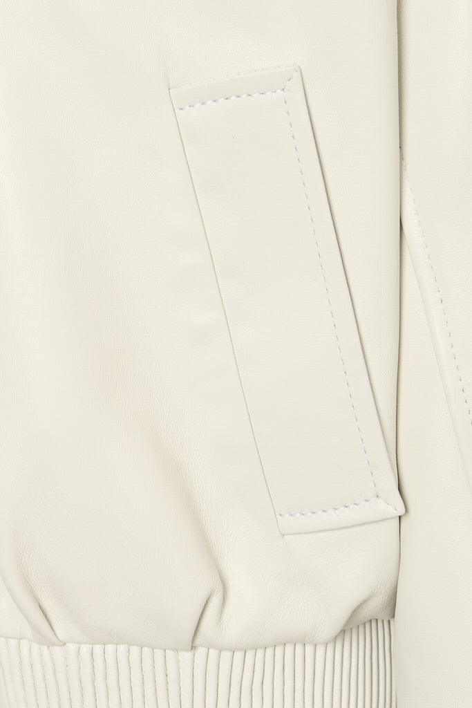 BLOUSON EN CUIR COL EN TOSCANE - LULEA WAXY BLANC