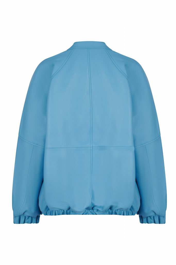 BLOUSON EN CUIR LONG OVERSIZE - BARCELONA WAXY IRIS