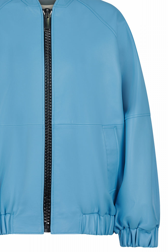 BLOUSON EN CUIR LONG OVERSIZE - BARCELONA WAXY IRIS