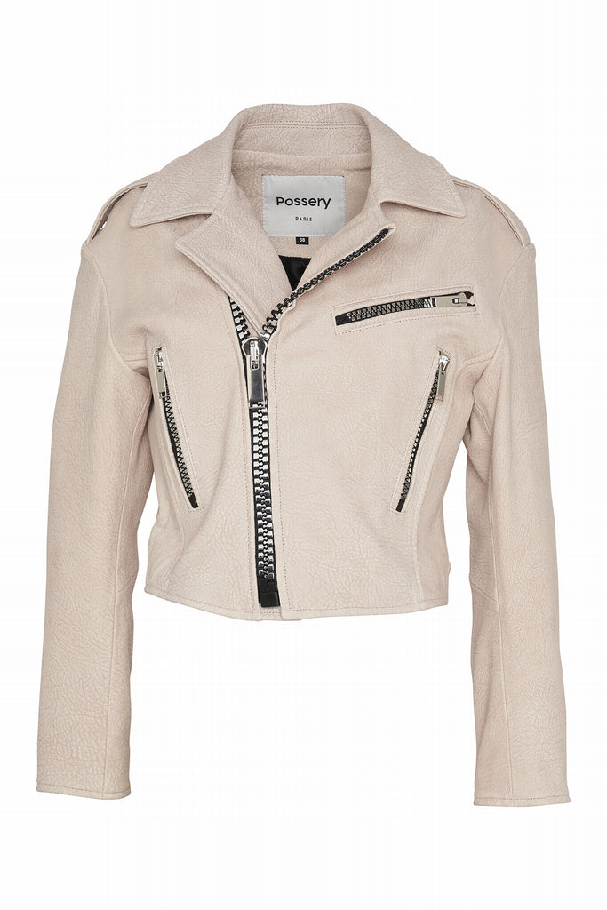 BLOUSON EN CUIR NUBUCK ZIP XL - MILTON NUB BEIGE