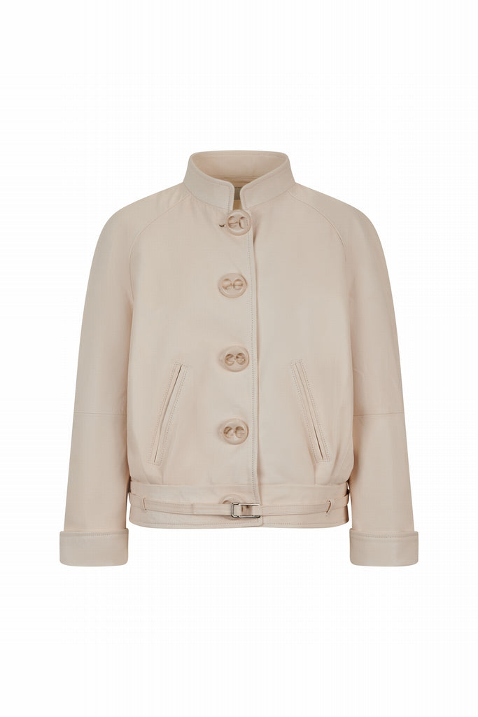 BLOUSON EN CUIR OVERSIZE - BURGOS WAXY CREME