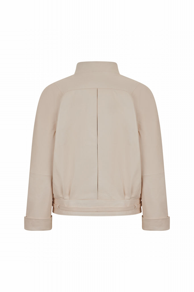 BLOUSON EN CUIR OVERSIZE - BURGOS WAXY CREME