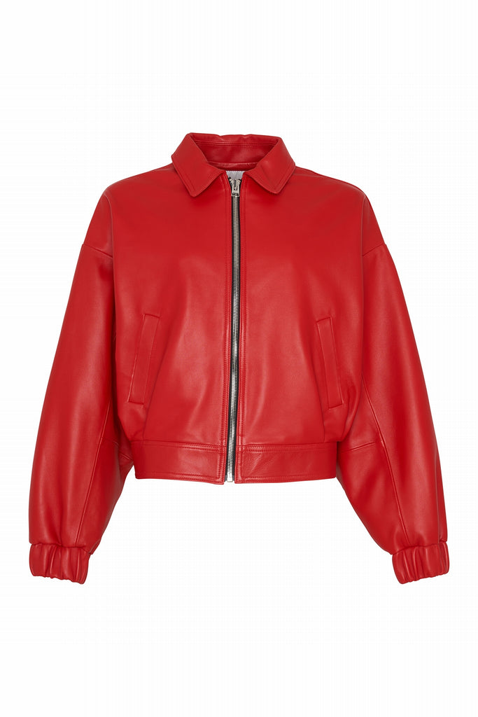 BLOUSON EN CUIR OVERSIZE - HASTINGS SP COQUELICOT