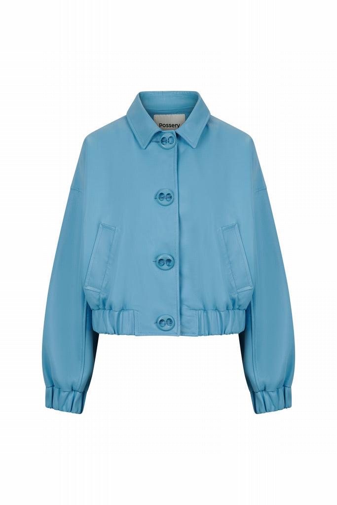 BLOUSON EN CUIR OVERSIZE - SALOU WAXY IRIS