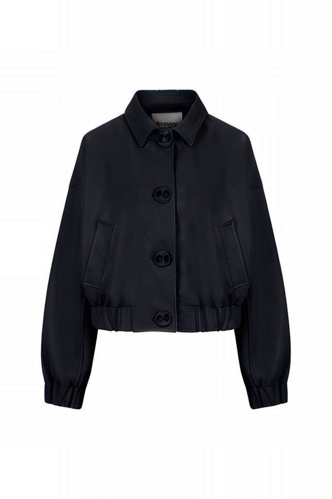 BLOUSON EN CUIR OVERSIZE - SALOU WAXY NOIR