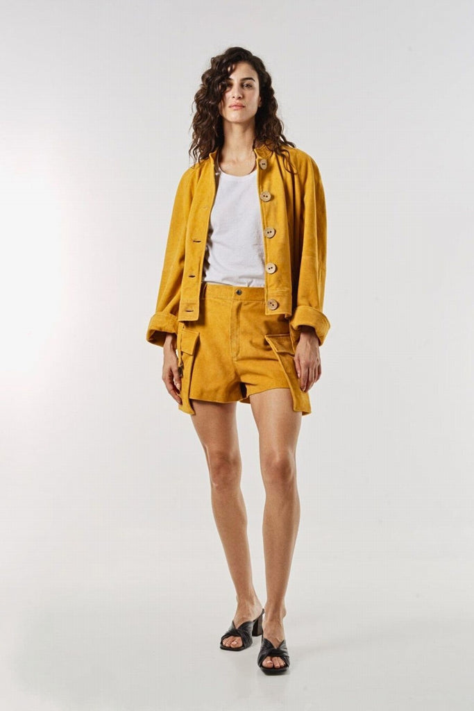 BLOUSON EN DAIM OVERSIZE - BURGOS VEL CURCUMA
