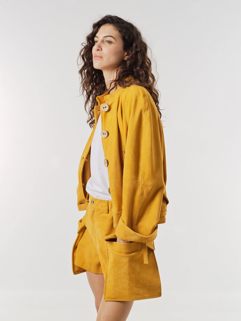 BLOUSON EN DAIM OVERSIZE - BURGOS VEL CURCUMA