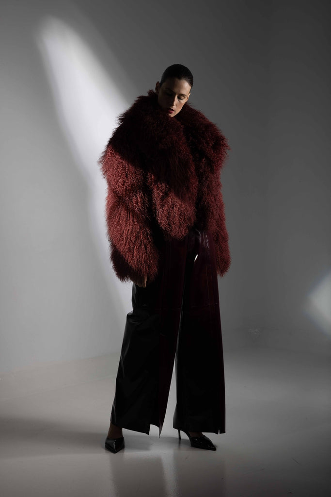 BLOUSON EN PEAU AGNEAU MONGOLI - YBRO MONG CHIANTI