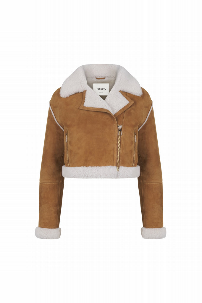 BLOUSON EN PEAU RETOURNÉ - SURREY CAMEL VEL