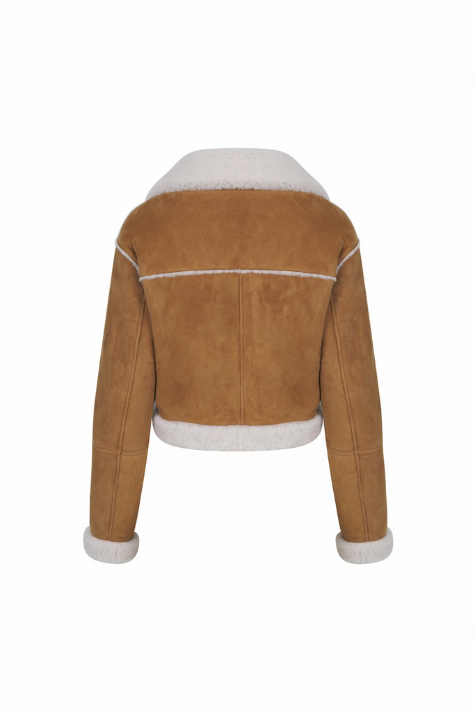 BLOUSON EN PEAU RETOURNÉ - SURREY CAMEL VEL