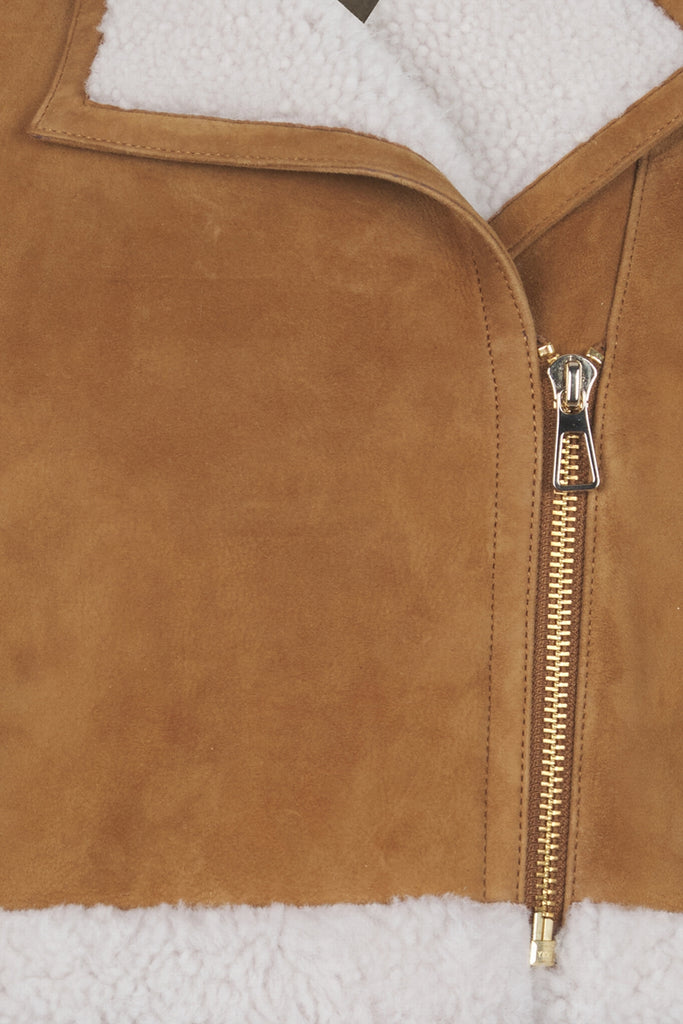 BLOUSON EN PEAU RETOURNÉ - SURREY CAMEL VEL