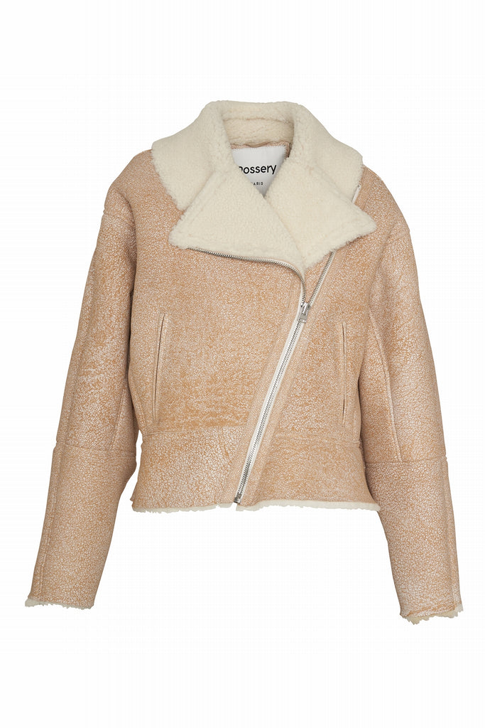 BLOUSON EN PEAU RETOURNÉE - DUNDEE DF BEIGE CRAQUELE