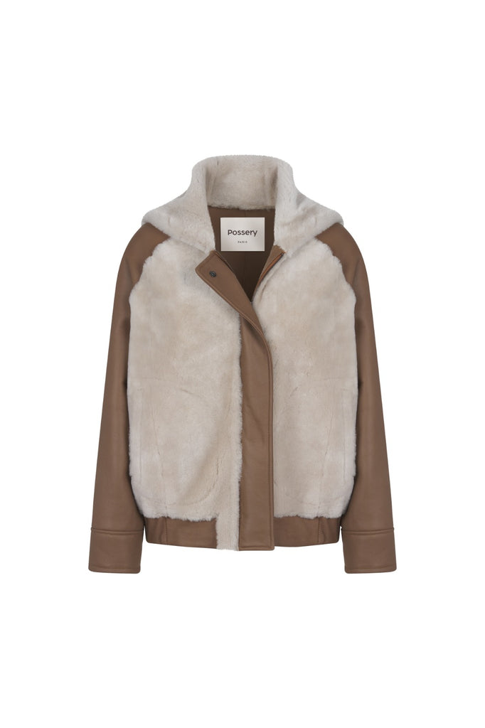 BLOUSON EN PEAU RETOURNÉE - GRANBY SOFT CAMEL