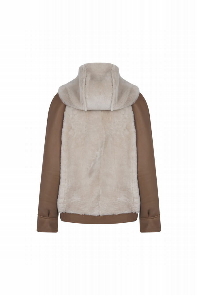 BLOUSON EN PEAU RETOURNÉE - GRANBY SOFT CAMEL