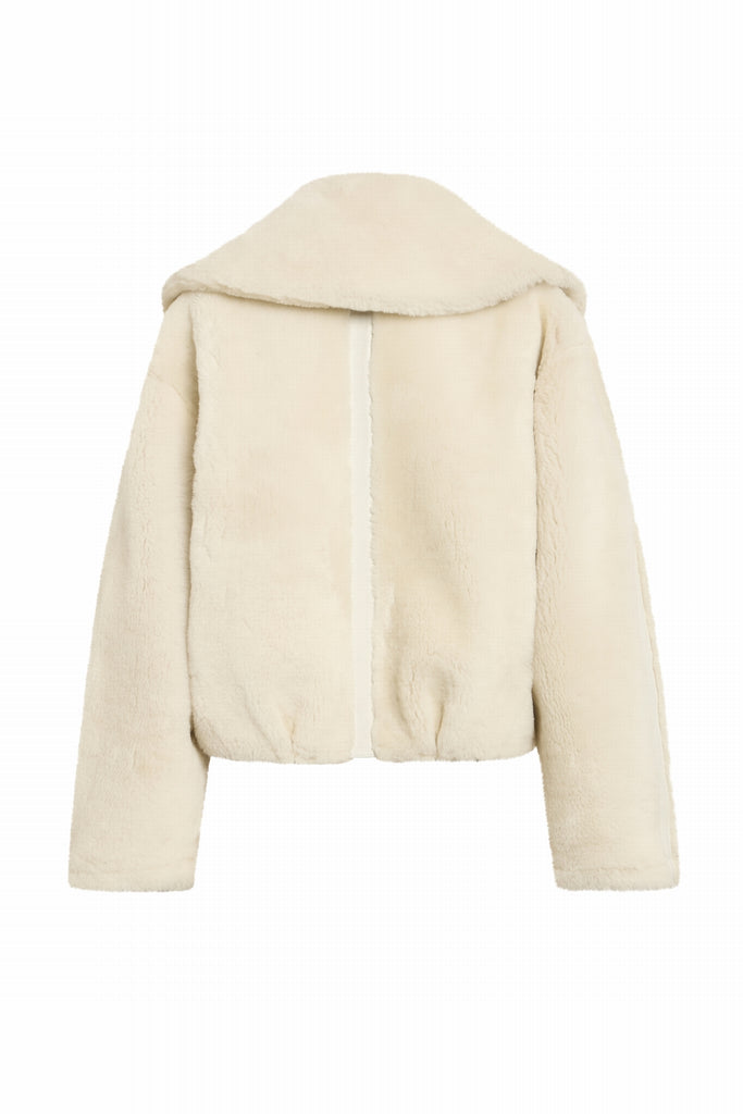 BLOUSON EN PEAU RETOURNEE - KROKOM SOFT BLANC/BEIGE