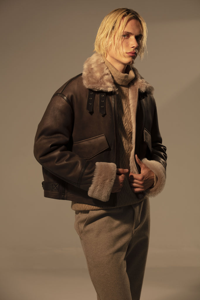 BLOUSON EN PEAU RETOURNÉE - READING CASTOR