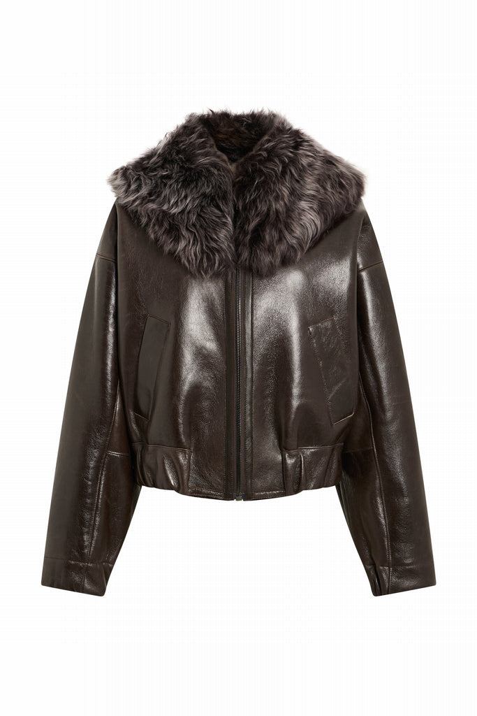 BLOUSON EN PEAU RETOURNEE - UMEA DF CHOCO