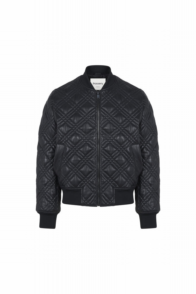 BOMBER MATELASSÉ EN CUIR - HENLEY NOIR