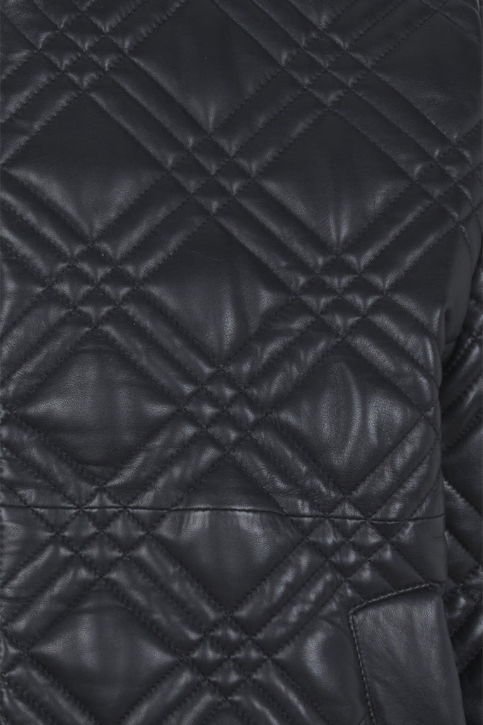 BOMBER MATELASSÉ EN CUIR - HENLEY NOIR