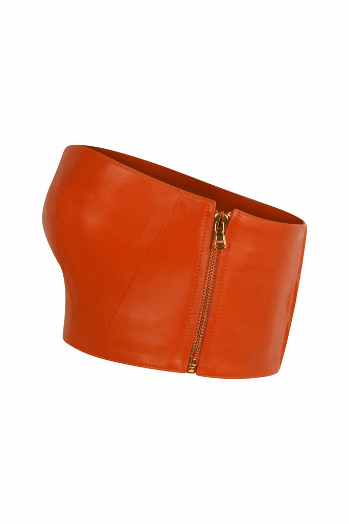BUSTIER EN CUIR - FIRENZE WAXY ORANGE