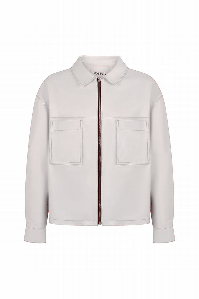 CHEMISE AVEC SURPIQURES ET ZIP - FOGGIA WAXY CREME