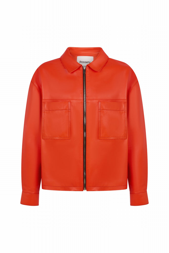 CHEMISE AVEC SURPIQURES ET ZIP - FOGGIA WAXY ORANGE