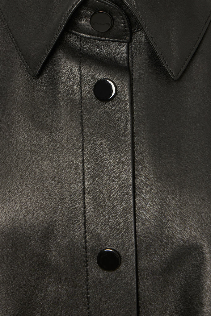 CHEMISE EN CUIR OVERSIZE - LINSELL PLUM NOIR