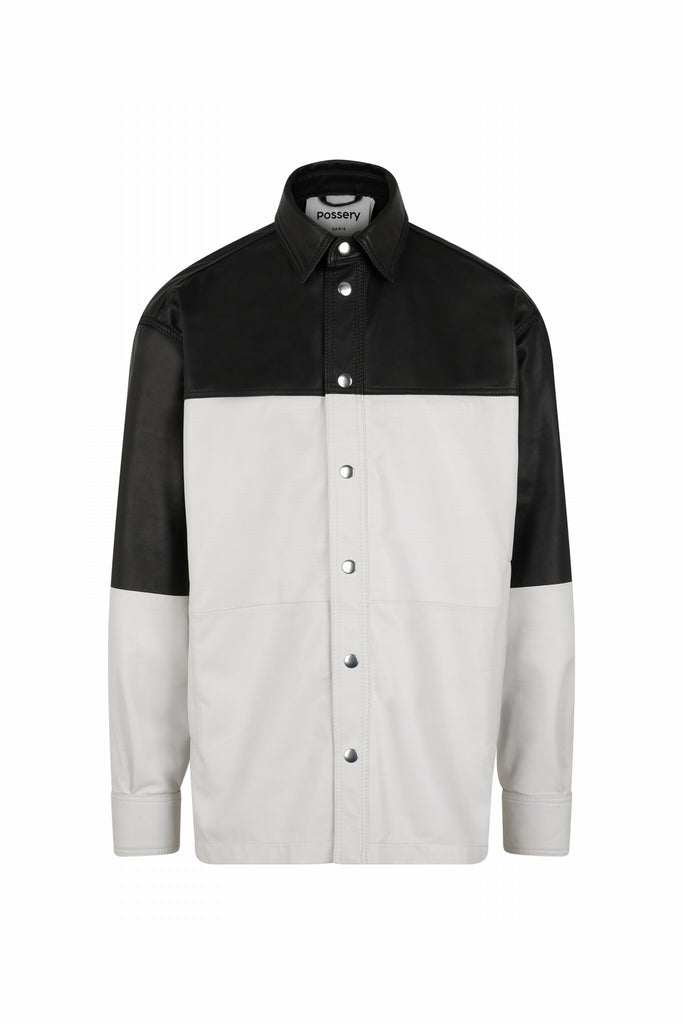 CHEMISE EN CUIR OVERSIZE - OVIEDO NOIR/BLANC