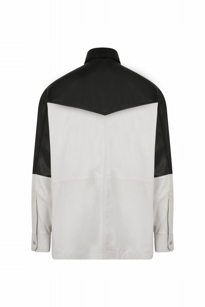 CHEMISE EN CUIR OVERSIZE - OVIEDO NOIR/BLANC