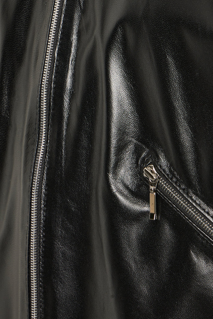 CHEMISE EN CUIR OVERSIZE - SALMI PLUM NOIR BRILLANT