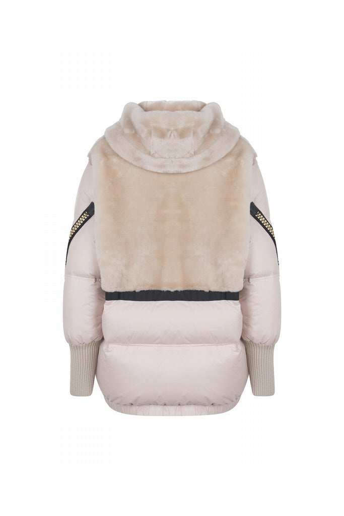 DOUDOUNE BI-MATIÈRE GROS ZIP - USHUAWA ECRU