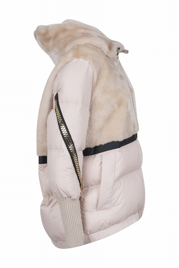 DOUDOUNE BI-MATIÈRE GROS ZIP - USHUAWA ECRU