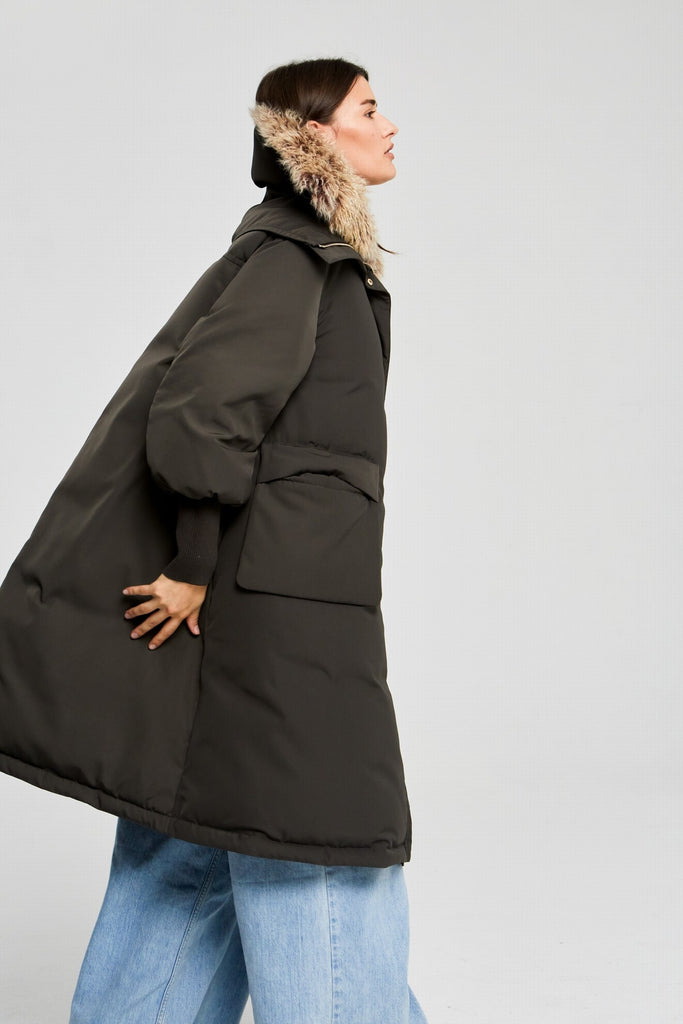 DOUDOUNE EN PEAU RETOURNÉE - ALBANY OLIVE