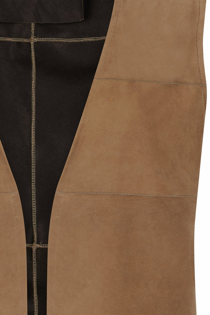 GILET EN DAIM STYLE BOHEME - ESTELLA TAUPE