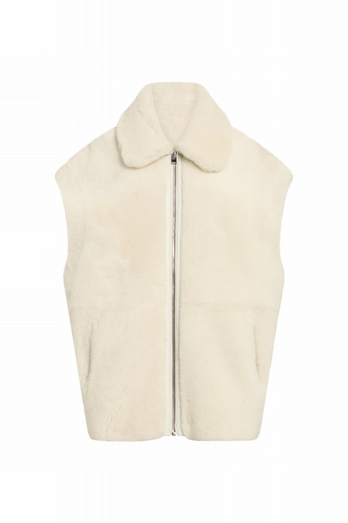 GILET EN PEAU RETOURNEE - LUND SOFT BLANC/BEIGE