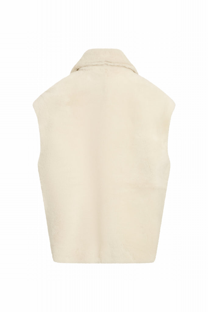 GILET EN PEAU RETOURNEE - LUND SOFT BLANC/BEIGE