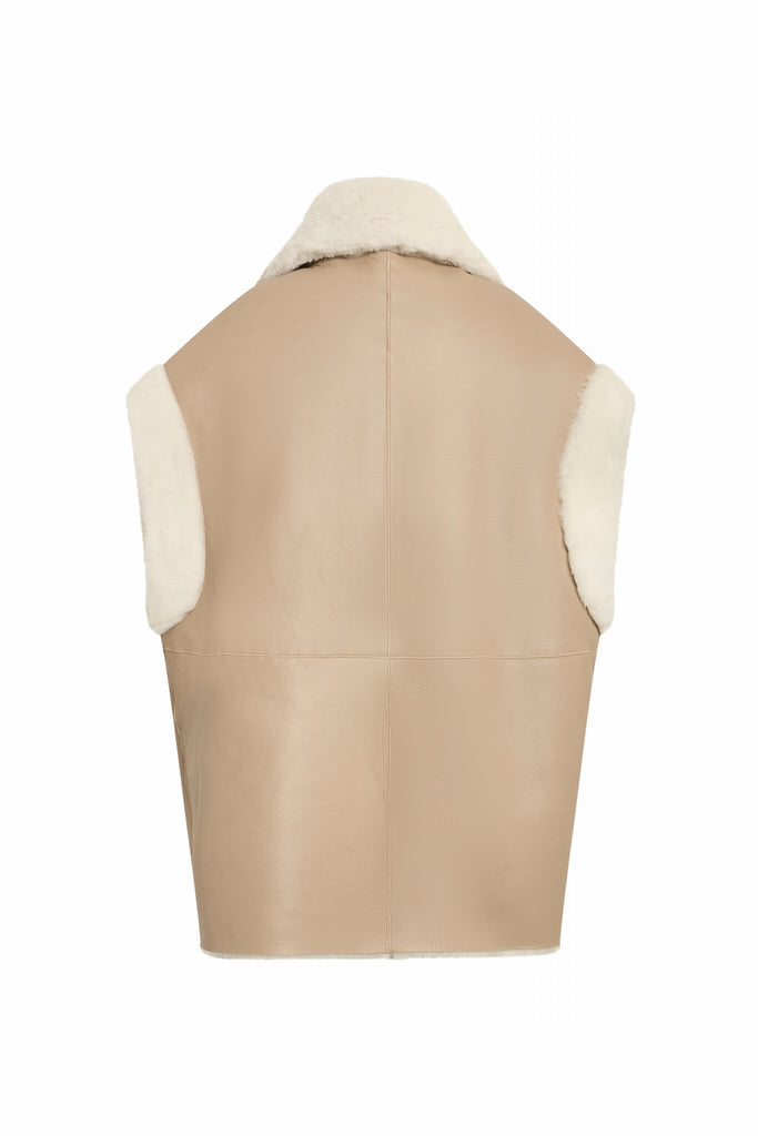 GILET EN PEAU RETOURNEE - LUND SOFT BLANC/BEIGE