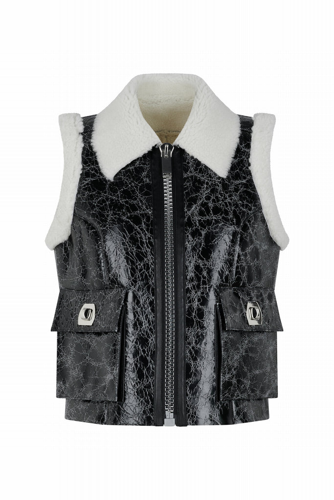 GILET EN PEAU RETOURNÉE - WINKLER NOIR