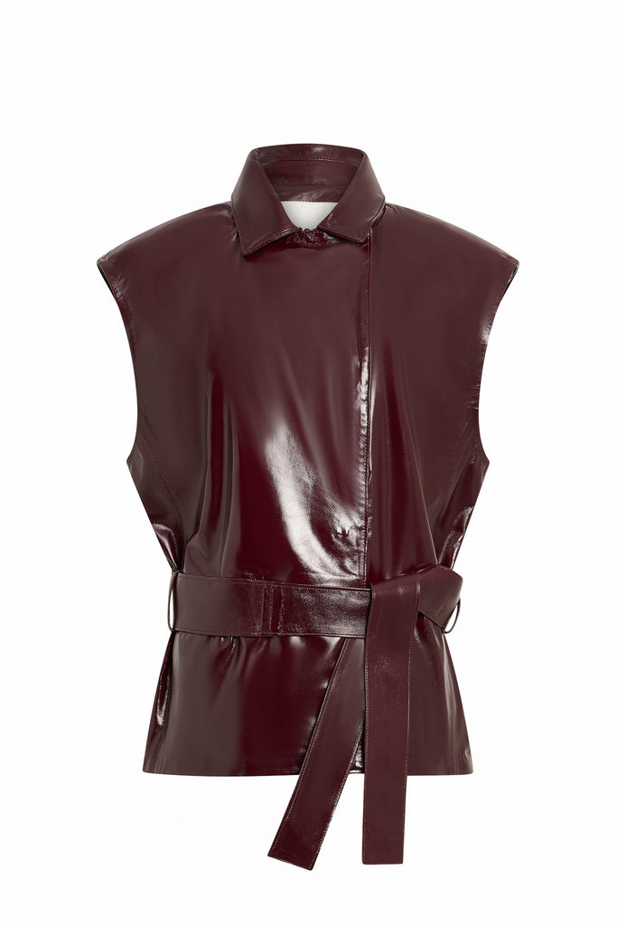 GILET TOP EN CUIR BRILLANT - HORNELA CHIANTI