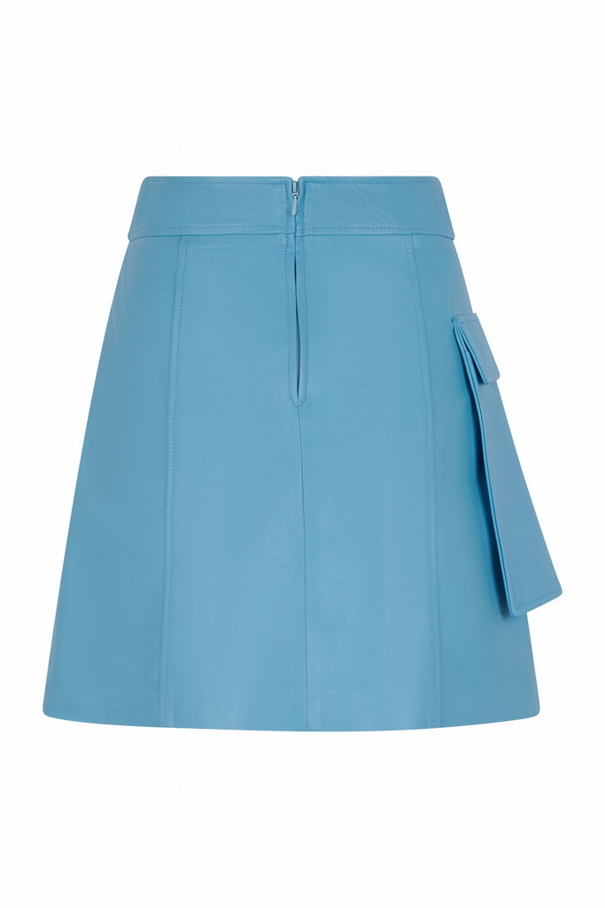 JUPE EN CUIR AVEC POCHE - TARRAGONA WAXY IRIS