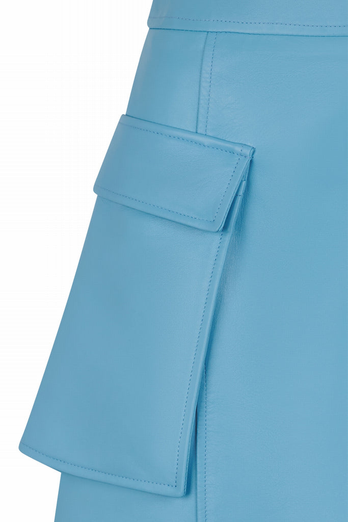JUPE EN CUIR AVEC POCHE - TARRAGONA WAXY IRIS