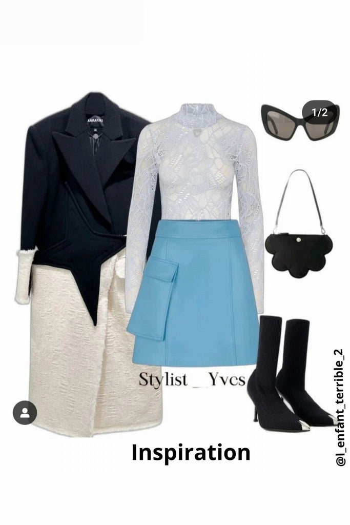 JUPE EN CUIR AVEC POCHE - TARRAGONA WAXY IRIS