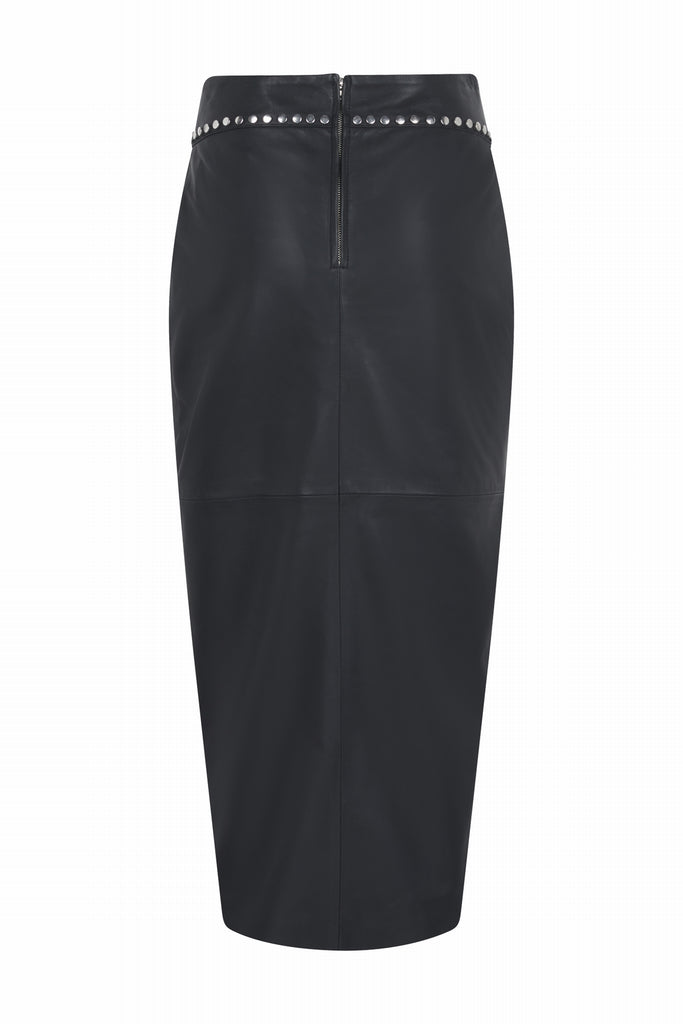 JUPE EN CUIR CLOUTÉE - CANDIAC NOIR