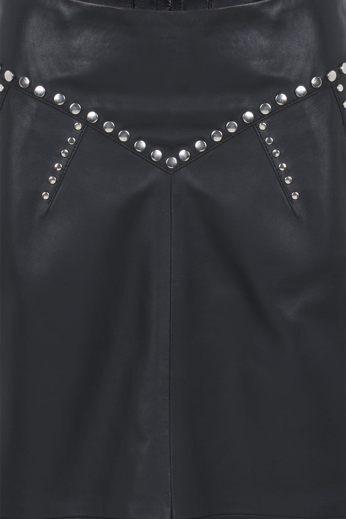 JUPE EN CUIR CLOUTÉE - CANDIAC NOIR