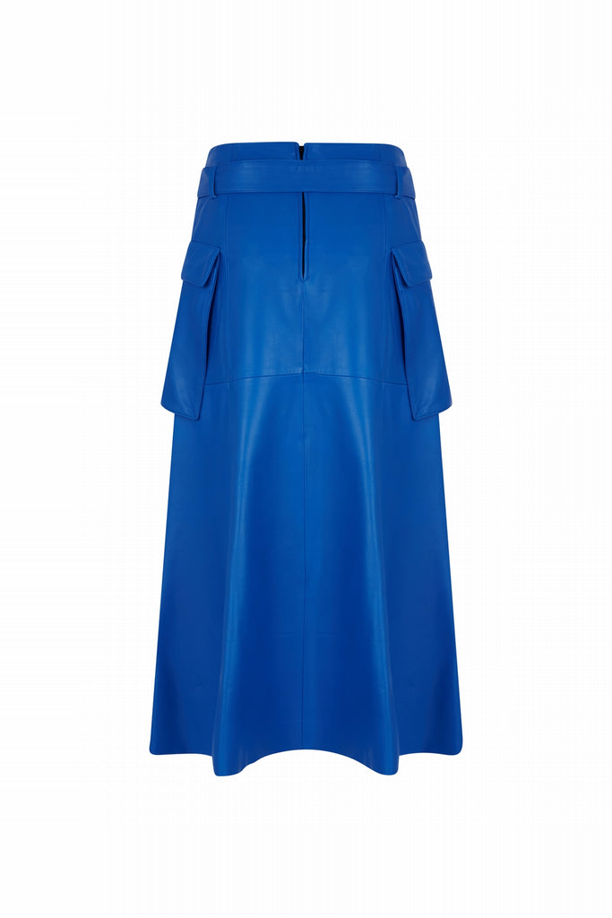 JUPE EN CUIR LONGUE EVASÉE - SITGES WAXY MAJORELLE