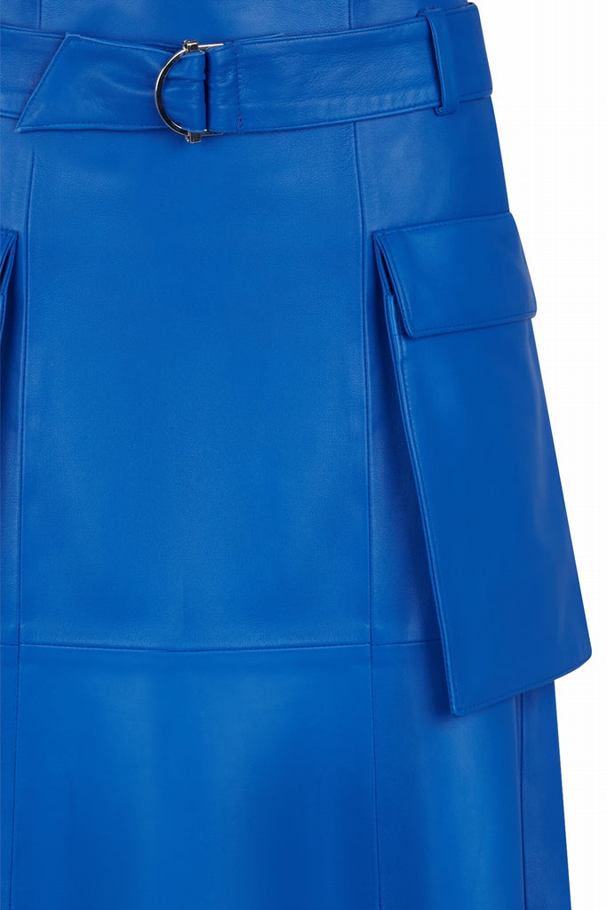 JUPE EN CUIR LONGUE EVASÉE - SITGES WAXY MAJORELLE