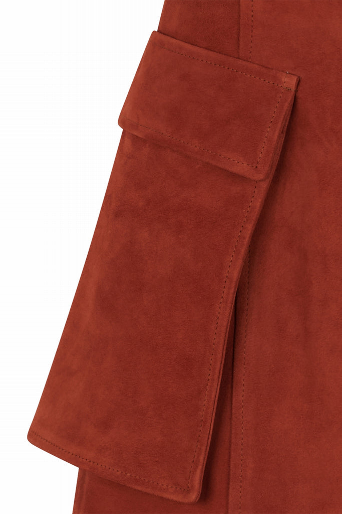 JUPE EN DAIM AVEC POCHE - TARRAGONA VEL PAPRIKA