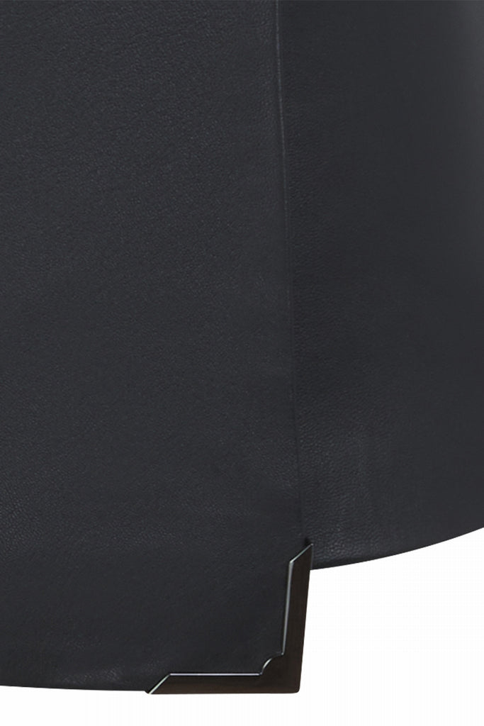 JUPE SHORT EN CUIR - BAY WAXY NOIR